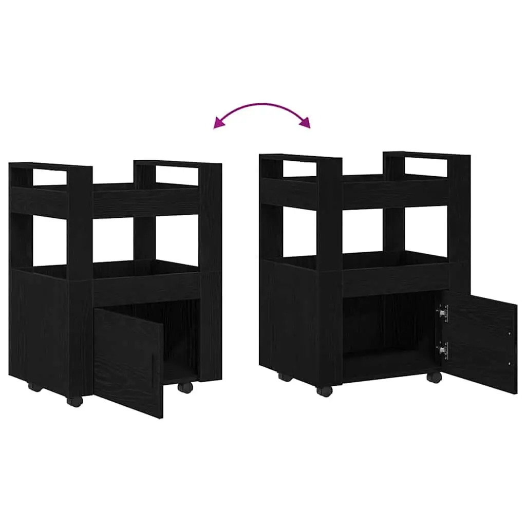 Black Engineered Wood Kitchen Trolley 60 x 45 x 80 cm