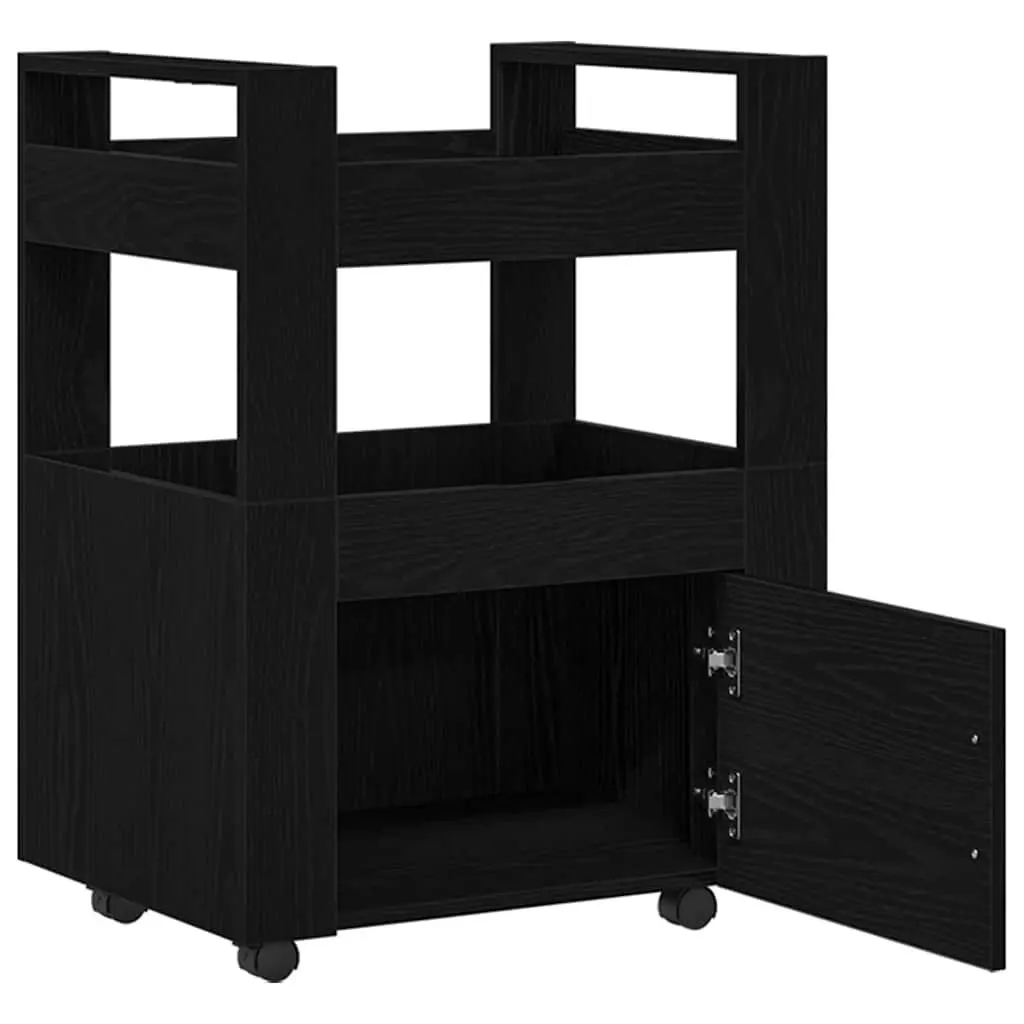 Black Engineered Wood Kitchen Trolley 60 x 45 x 80 cm