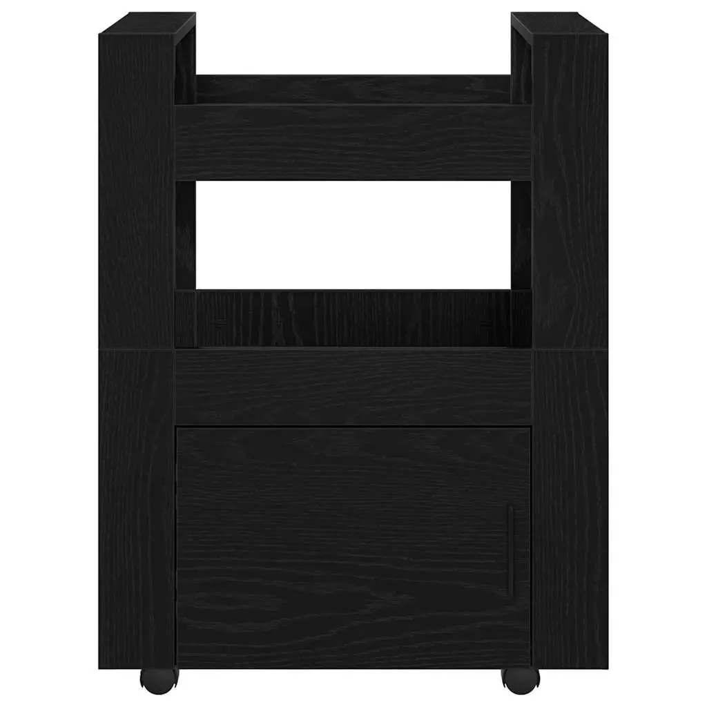 Black Engineered Wood Kitchen Trolley 60 x 45 x 80 cm