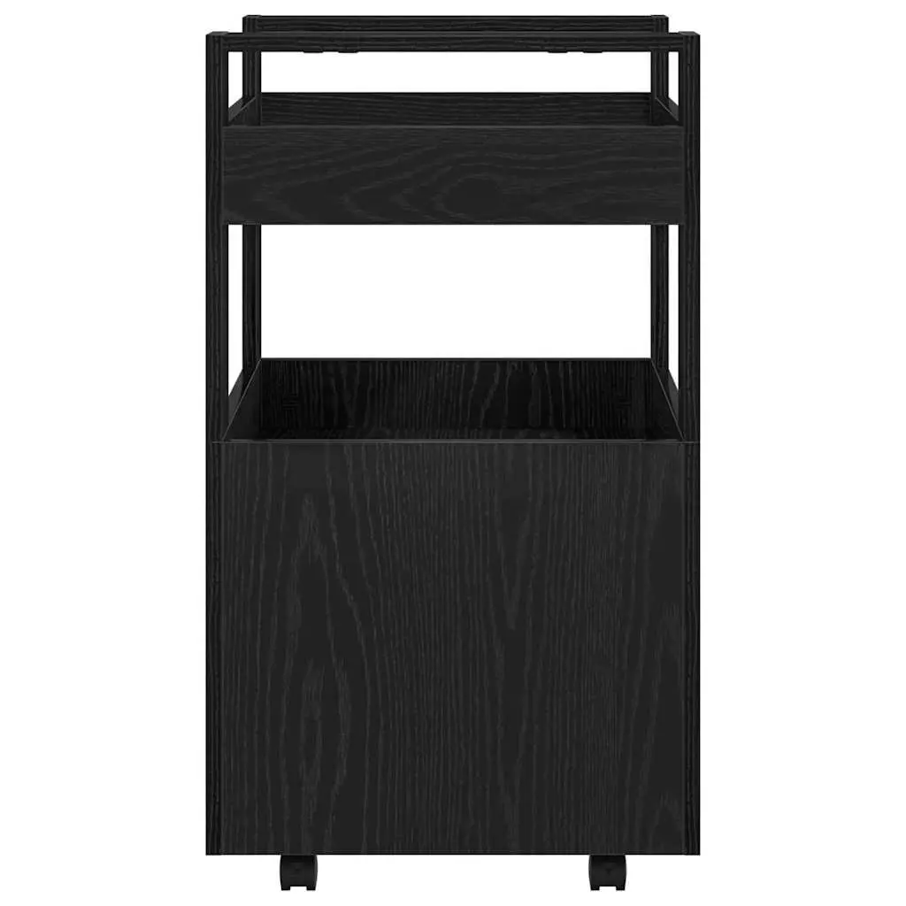 Black Engineered Wood Kitchen Trolley 60 x 45 x 80 cm
