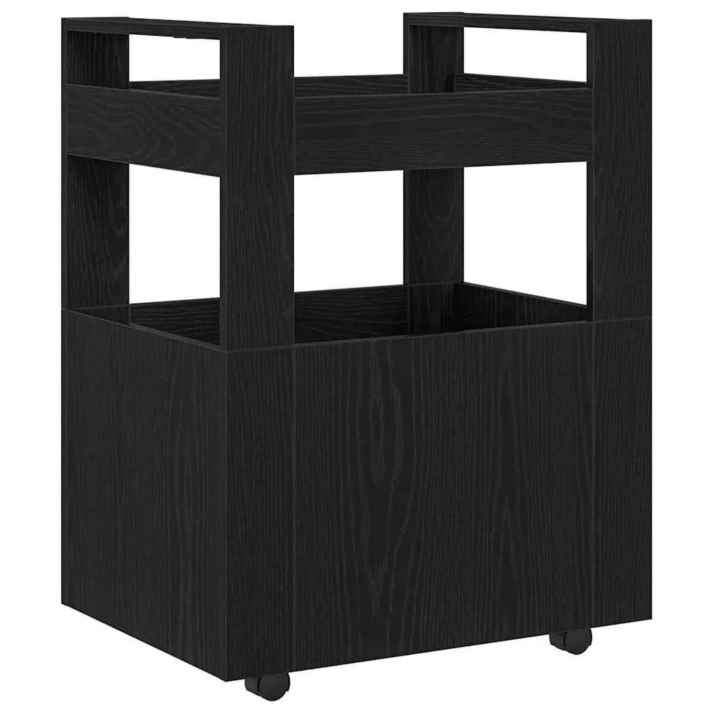 Black Engineered Wood Kitchen Trolley 60 x 45 x 80 cm