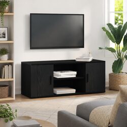 Modern Black Oak TV Cabinet 100x35x40cm with Storage