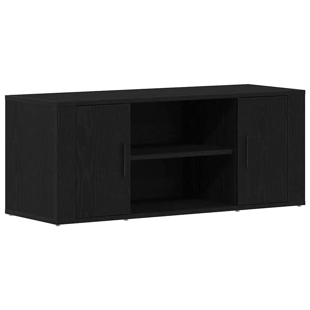 TV Cabinet Engineered Wood 100x35x40cm Black Oak Modern Storage Unit