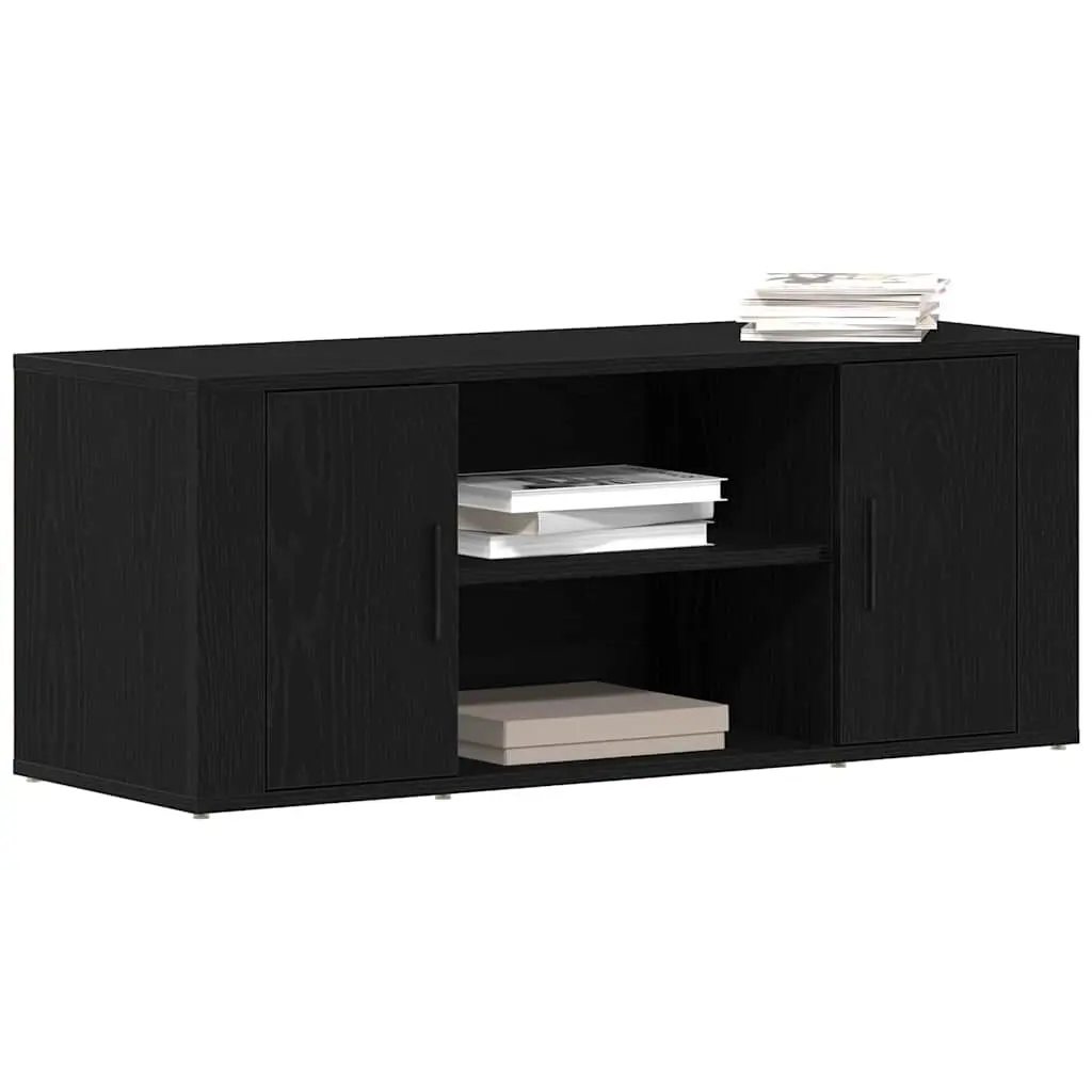 TV Cabinet Engineered Wood 100x35x40cm Black Oak Modern Storage Unit