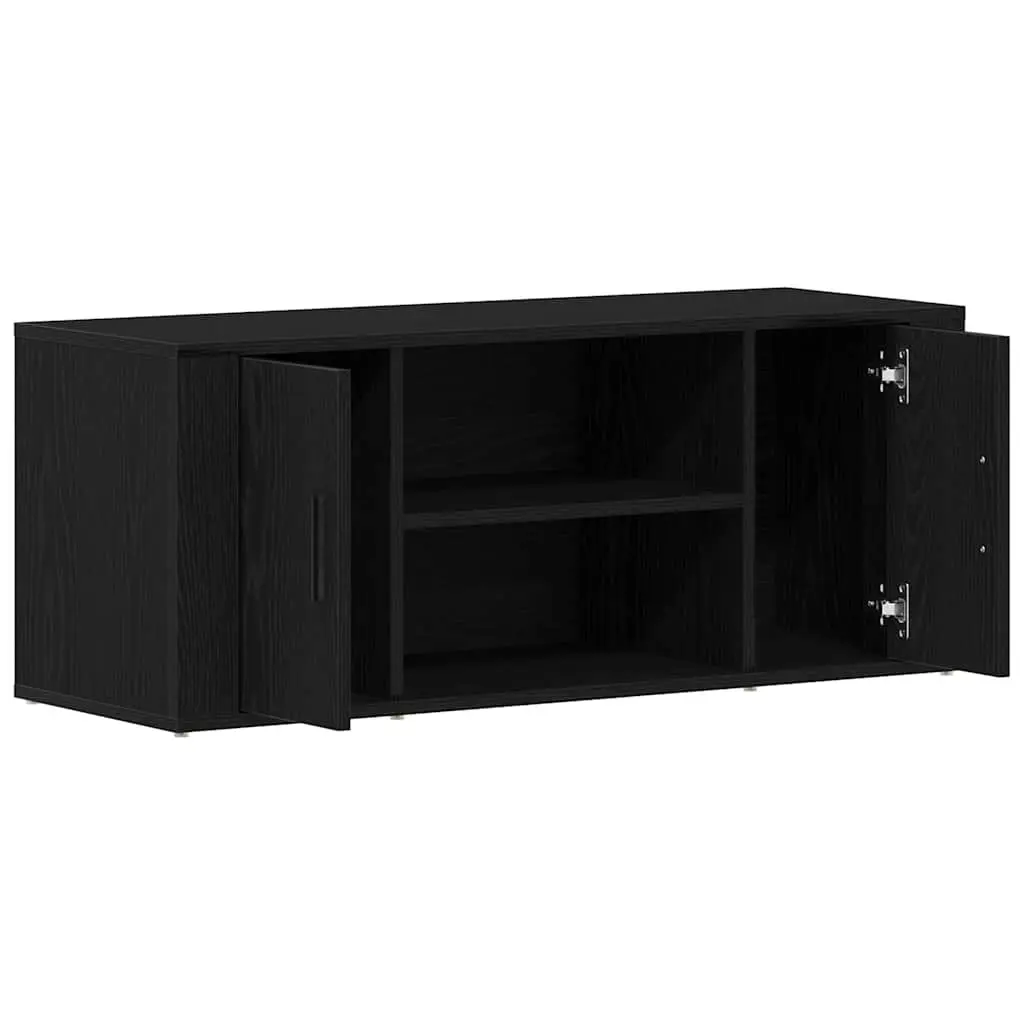 TV Cabinet Engineered Wood 100x35x40cm Black Oak Modern Storage Unit