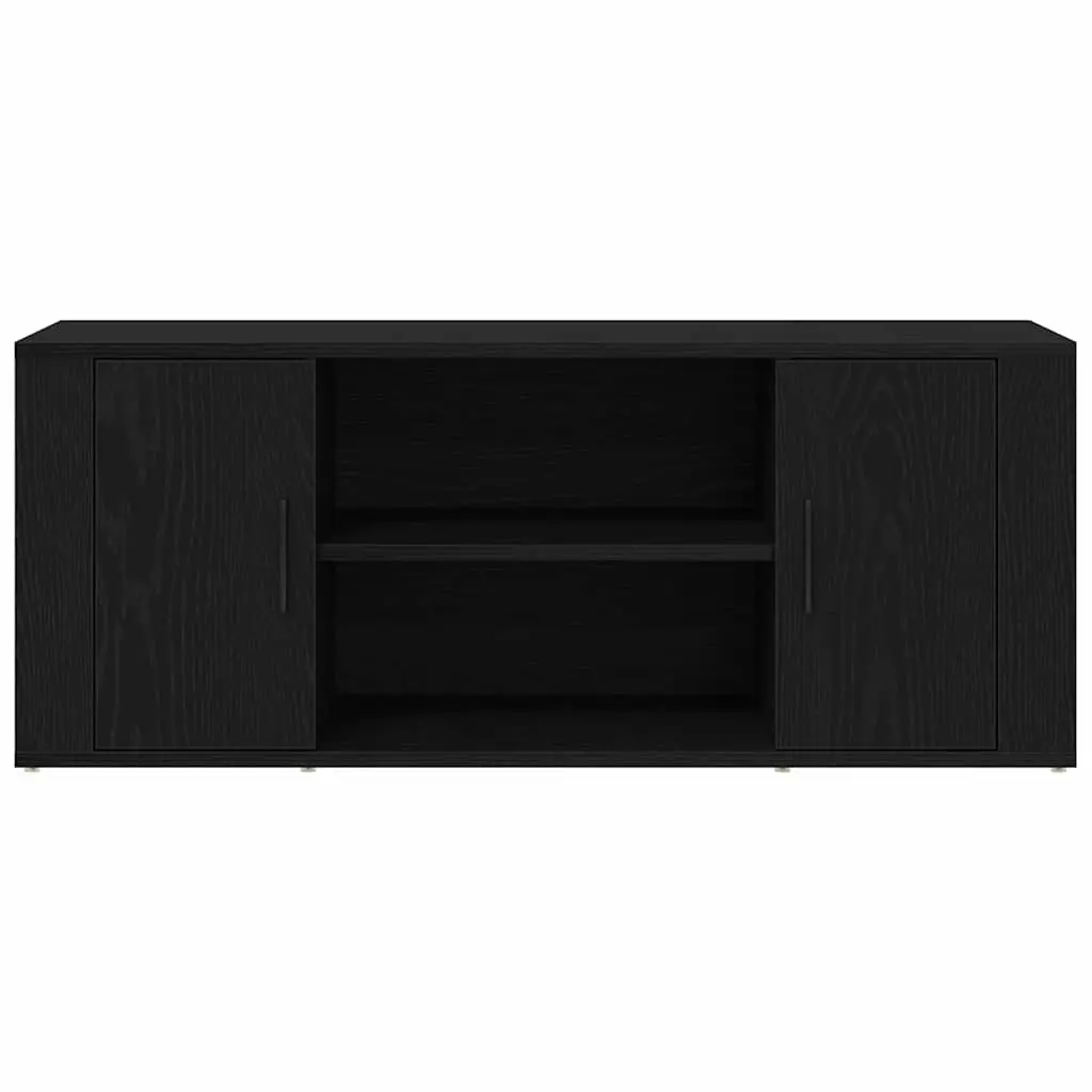 TV Cabinet Engineered Wood 100x35x40cm Black Oak Modern Storage Unit