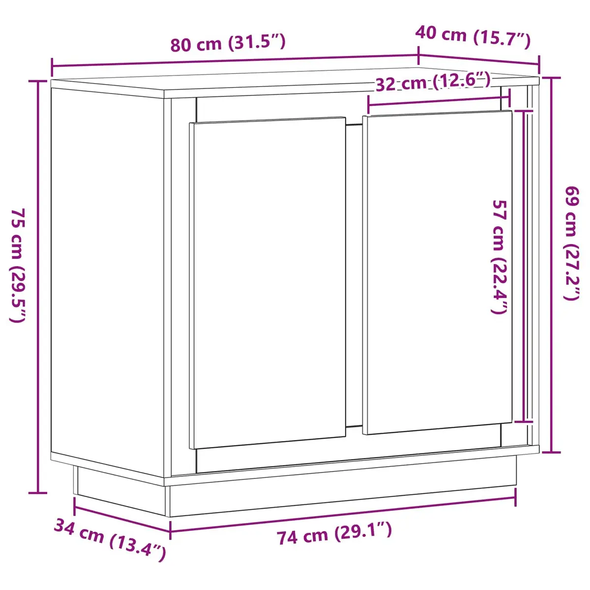 Brown Engineered Wood Buffet Cabinet for Storage