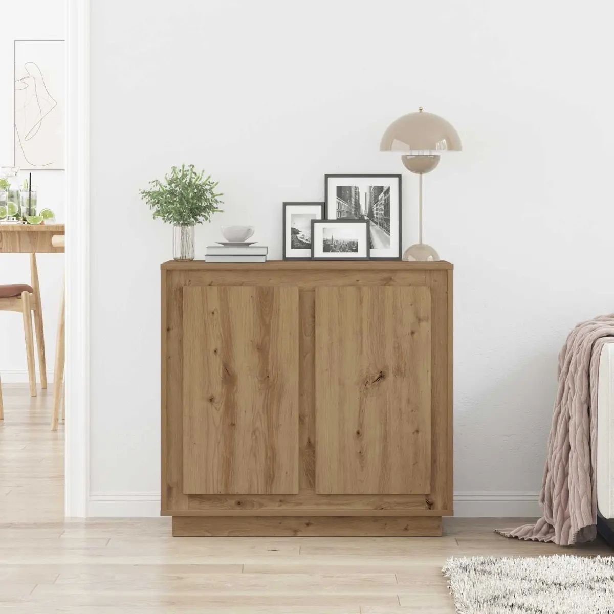 Brown Engineered Wood Buffet Cabinet for Storage