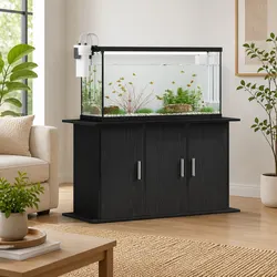 Black Oak Aquarium Stand with Storage for Fish Tanks
