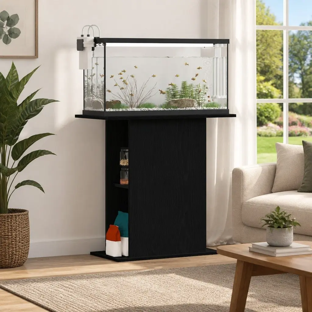 Engineered Black Oak Aquarium Stand for Fish Tanks