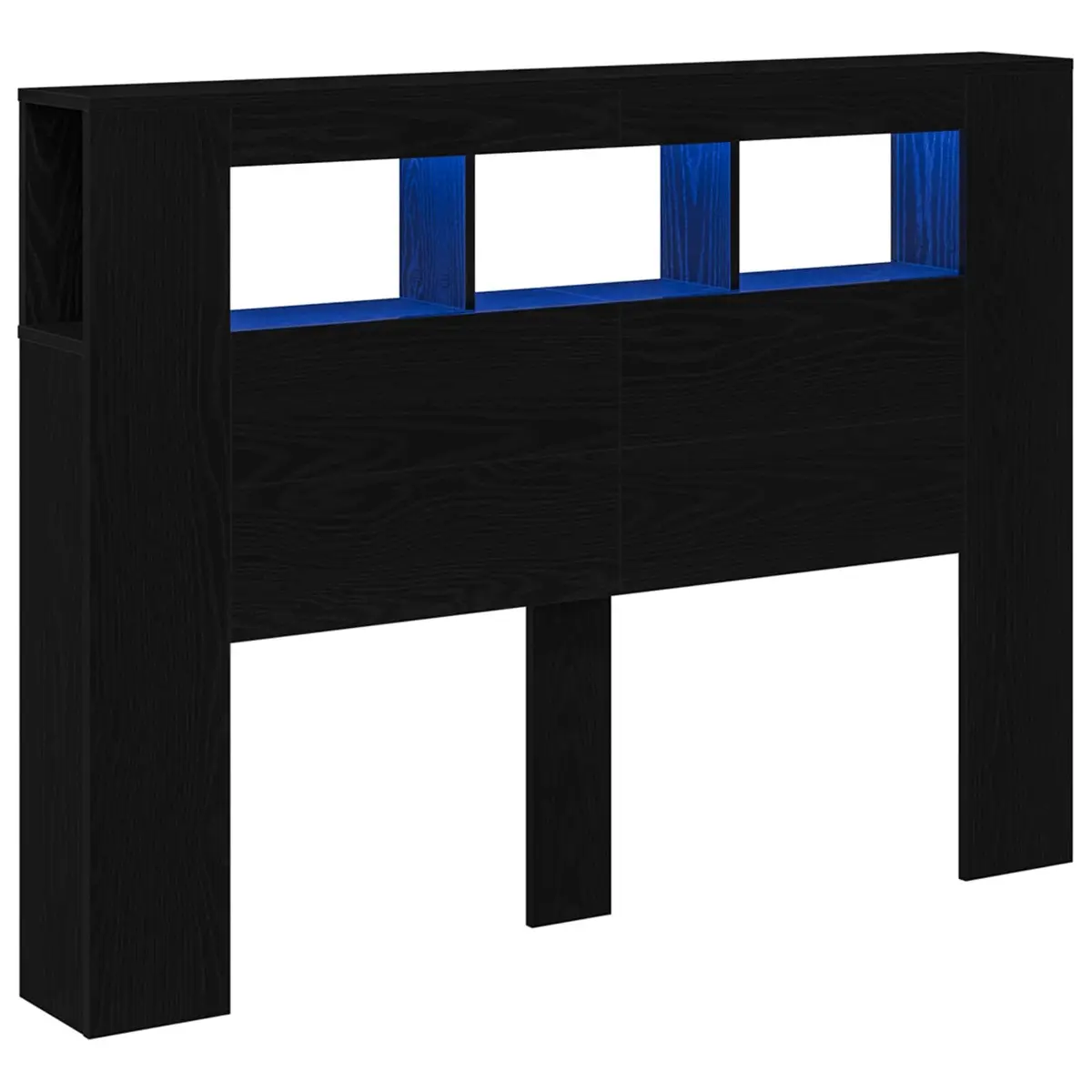 Multicolour LED Headboard with Storage in Black
