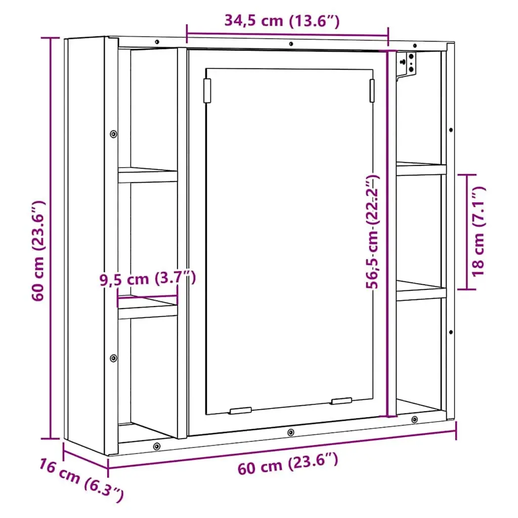 Bathroom Cabinet Engineered Wood 60x16x60cm Black