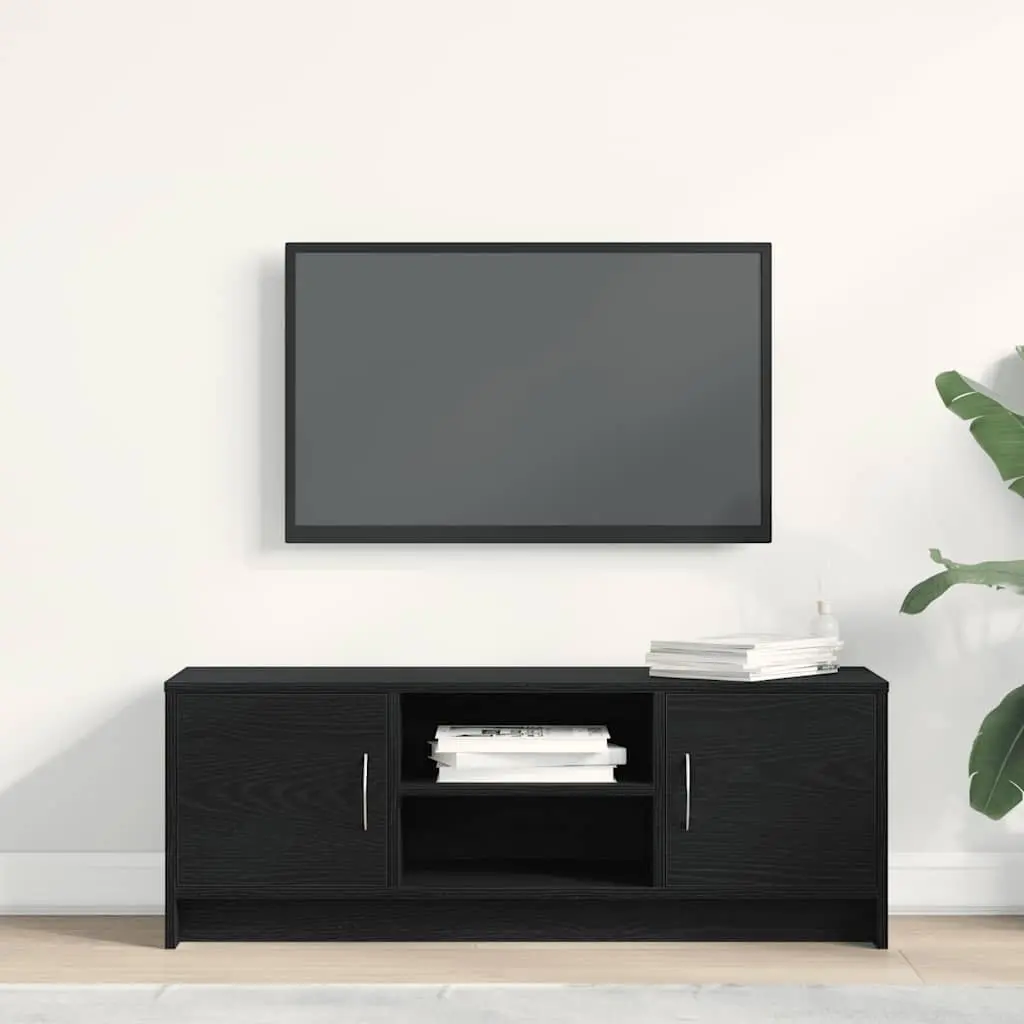 Black Oak TV Cabinet 102x30x37.5cm with Metal Handles