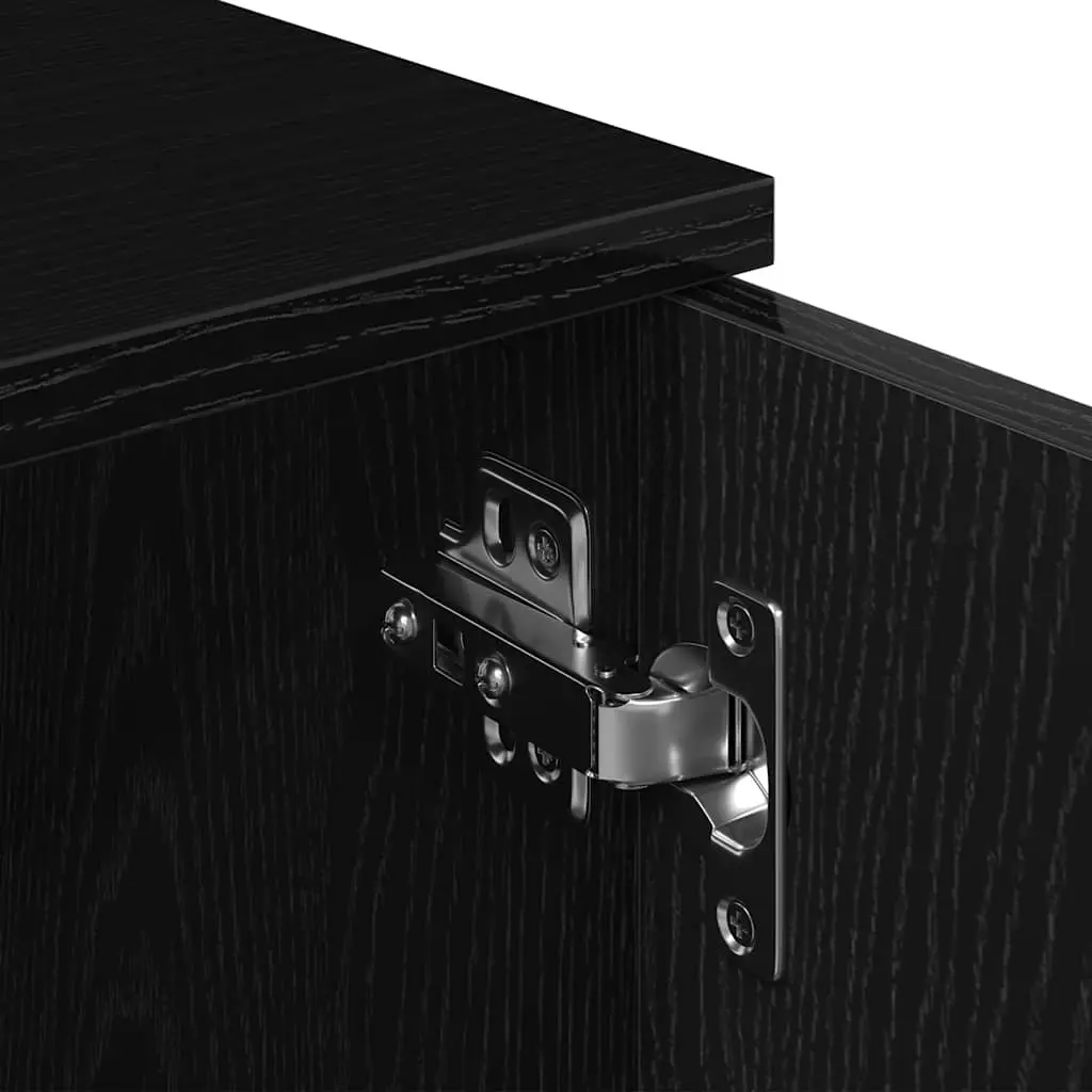 Black Oak TV Cabinet 102x30x37.5cm with Metal Handles