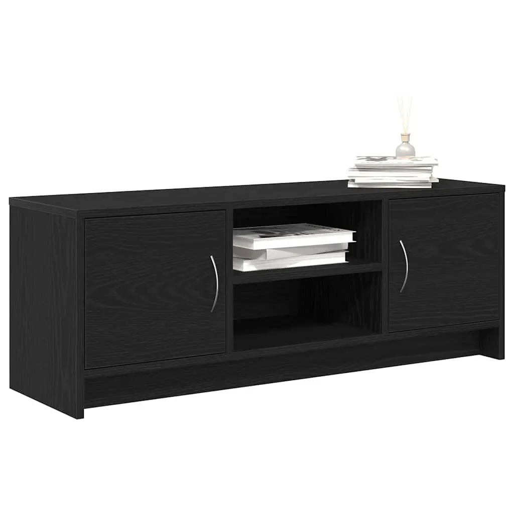 Black Oak TV Cabinet 102x30x37.5cm with Metal Handles
