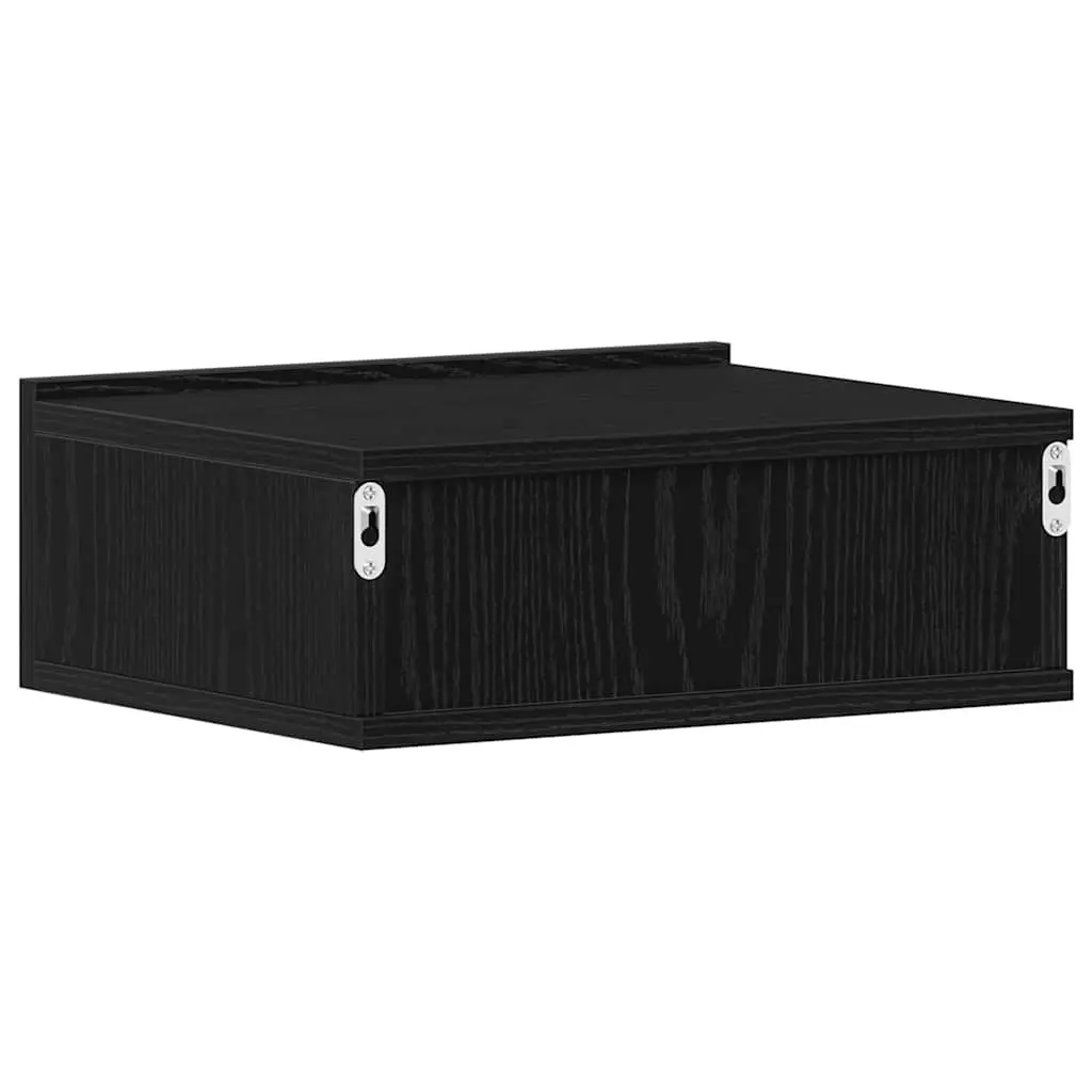 Wall-Mounted Nightstand in Brown Engineered Wood