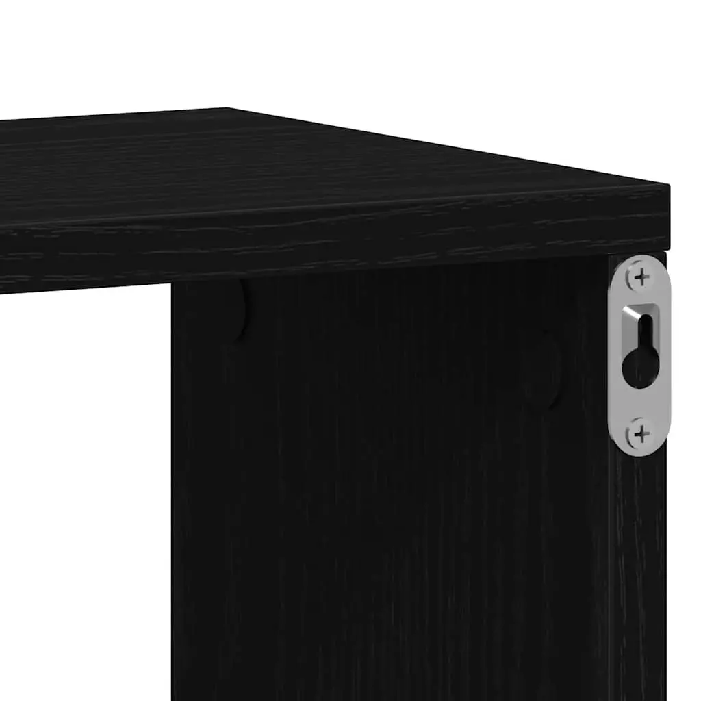 Wall Shelf Black Oak Floating Storage Organizer Engineered Wood Home Display