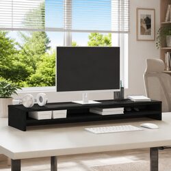 Premium Black Oak Monitor Stand for Workspace Organisation