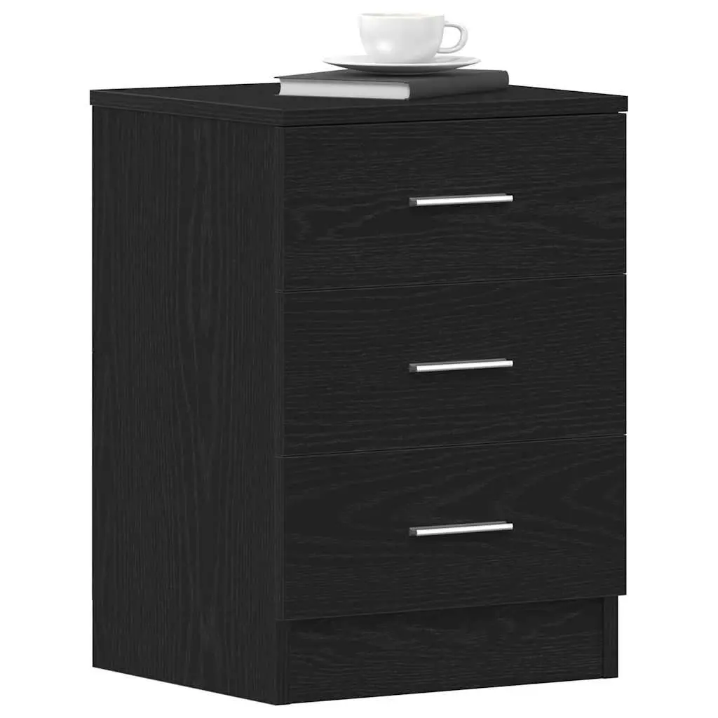 Black Oak Bedside Cabinet with Ample Storage 38x35x55 cm