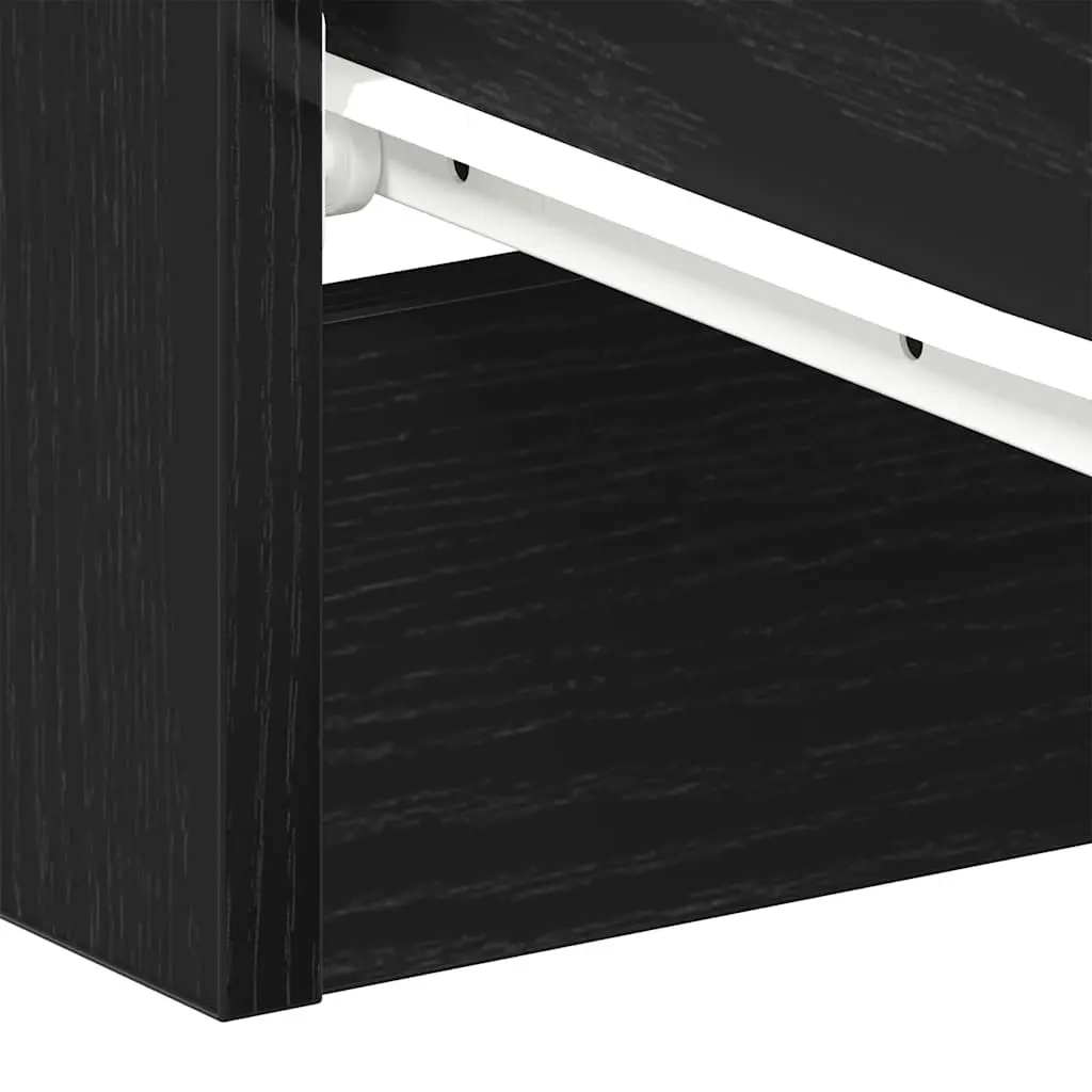 Black Oak Bedside Cabinet with Ample Storage 38x35x55 cm