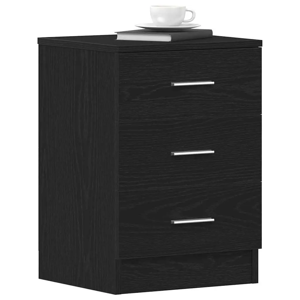 Black Oak Bedside Cabinet with Ample Storage 38x35x55 cm