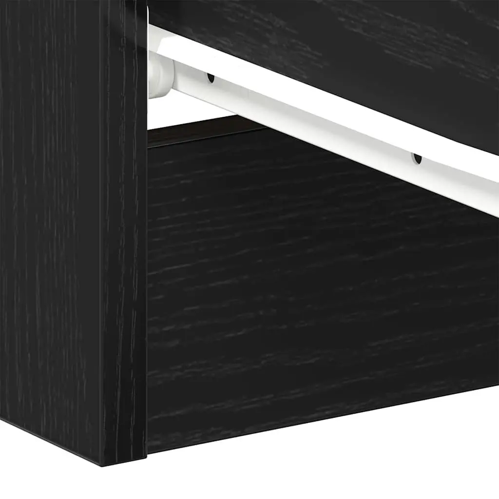Black Engineered Wood Bedside Cabinets 2 pcs