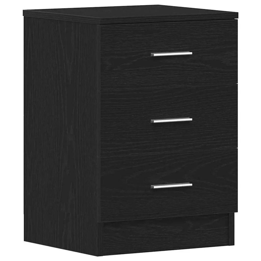 Black Engineered Wood Bedside Cabinets 2 pcs