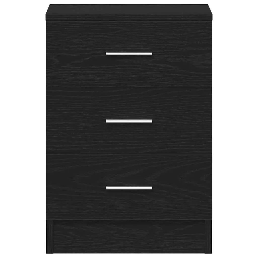 Black Engineered Wood Bedside Cabinets 2 pcs