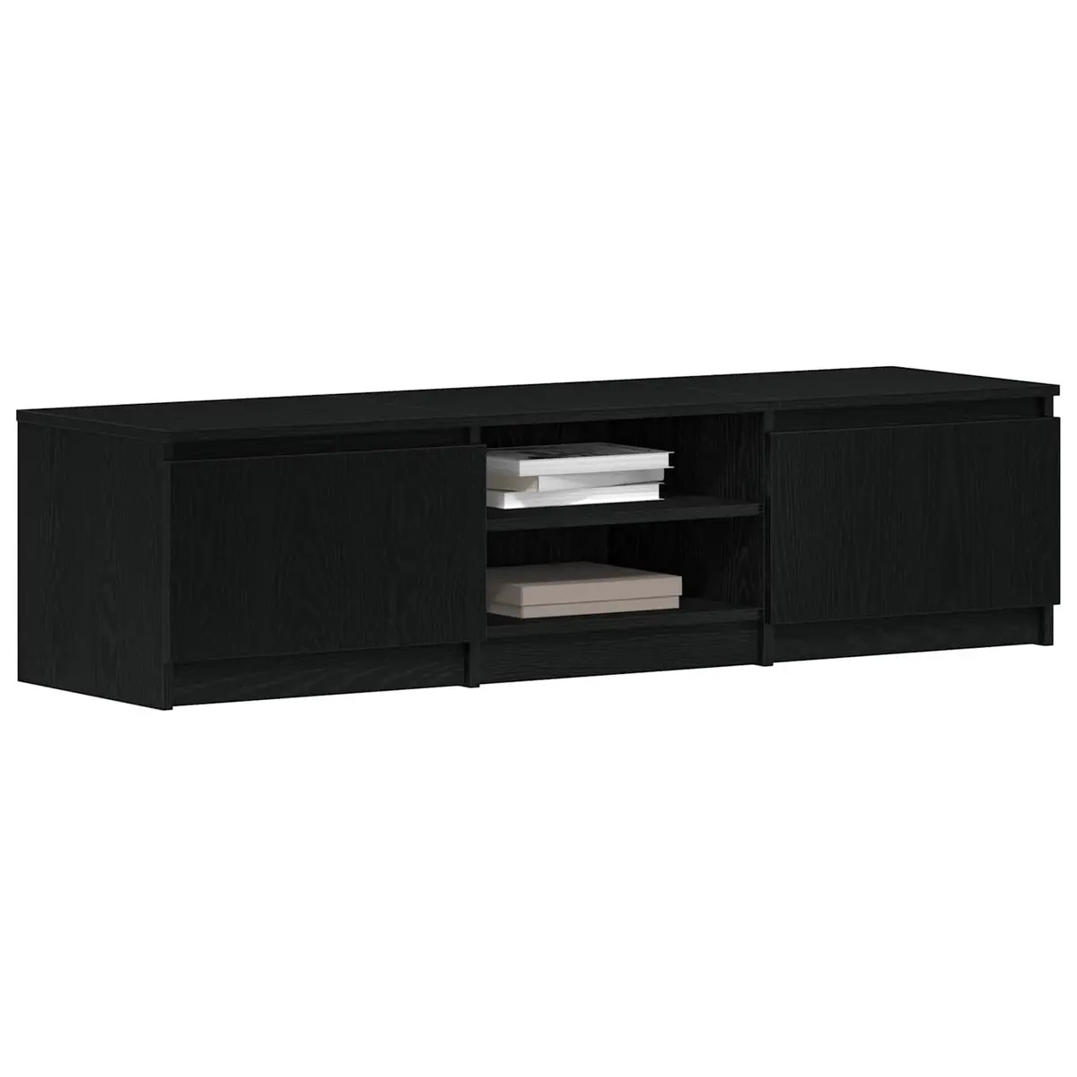 TV Cabinet Black Oak 140x40x36cm Engineered Wood Living Room Storage Unit