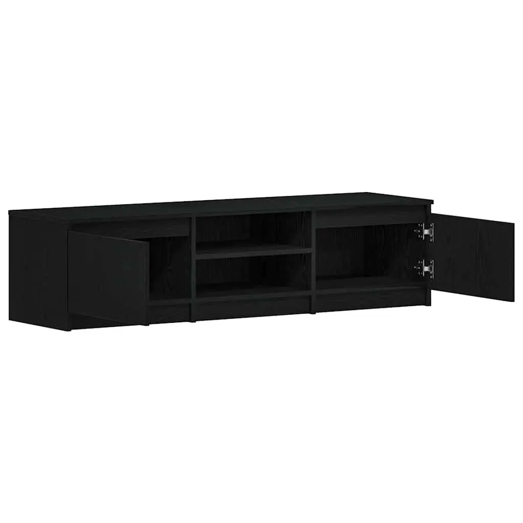 TV Cabinet Black Oak 140x40x36cm Engineered Wood Living Room Storage Unit