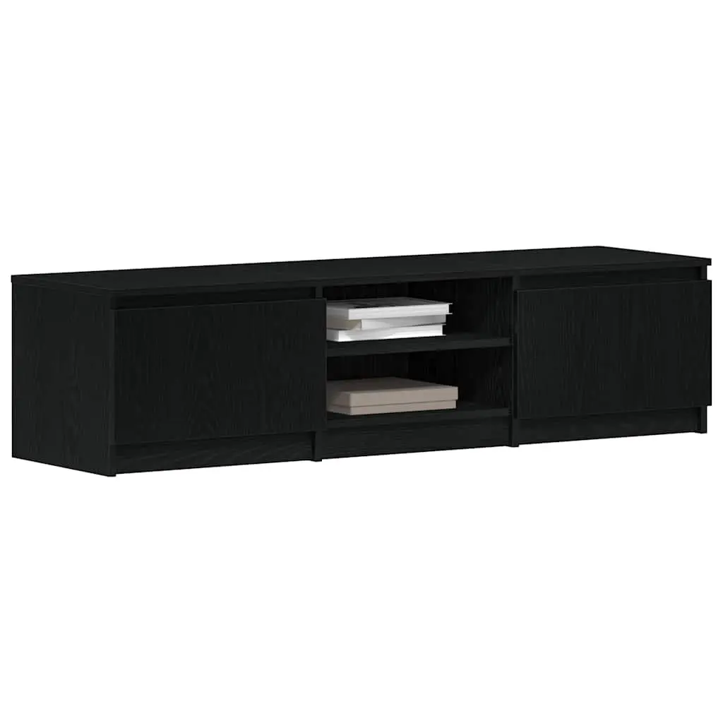 TV Cabinet Black Oak 140x40x36cm Engineered Wood Living Room Storage Unit