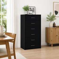 Sturdy Black Oak Sideboard Cabinet with 6 Drawers