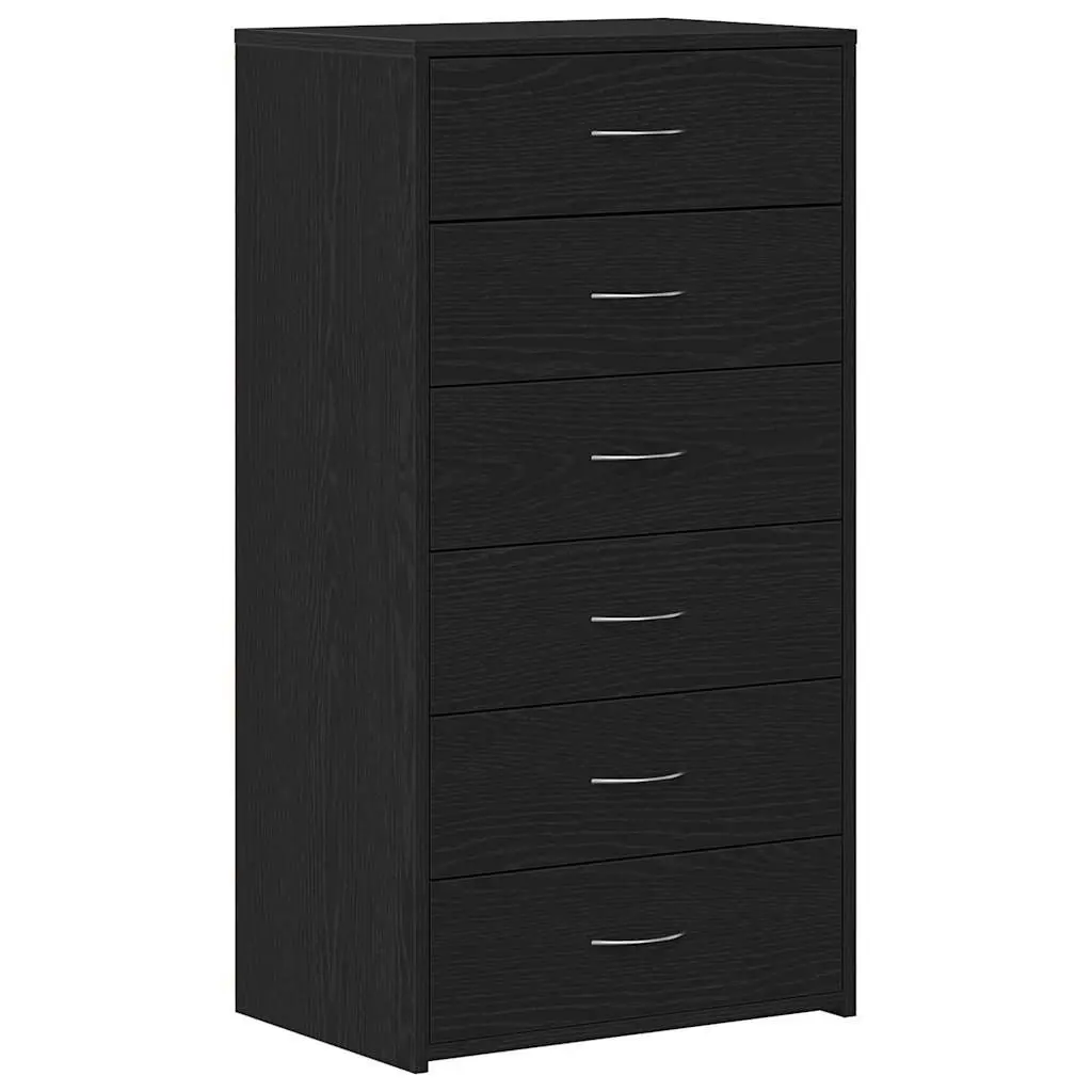 Black Oak Sideboard Cabinet with 6 Drawers