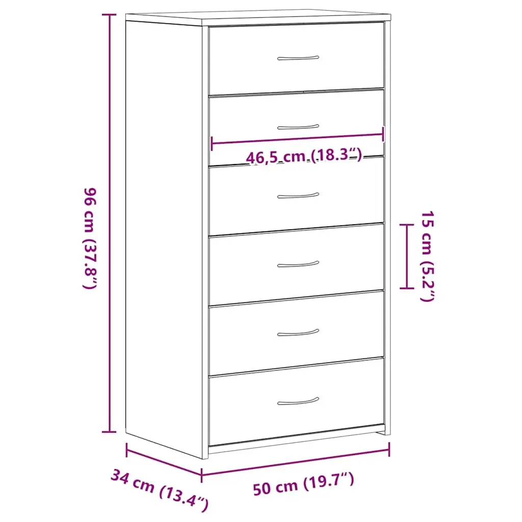 Black Oak Sideboard Cabinet with 6 Drawers