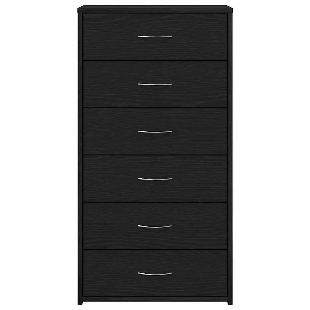 Black Oak Sideboard Cabinet with 6 Drawers