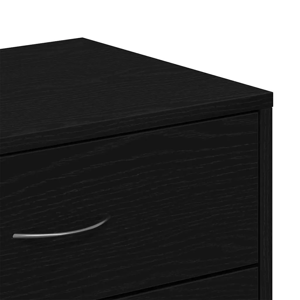 Black Oak Sideboard Cabinet with 6 Drawers