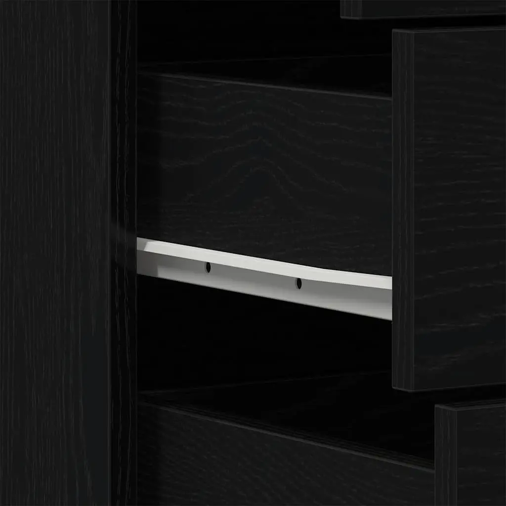 Black Oak Sideboard Cabinet with 6 Drawers
