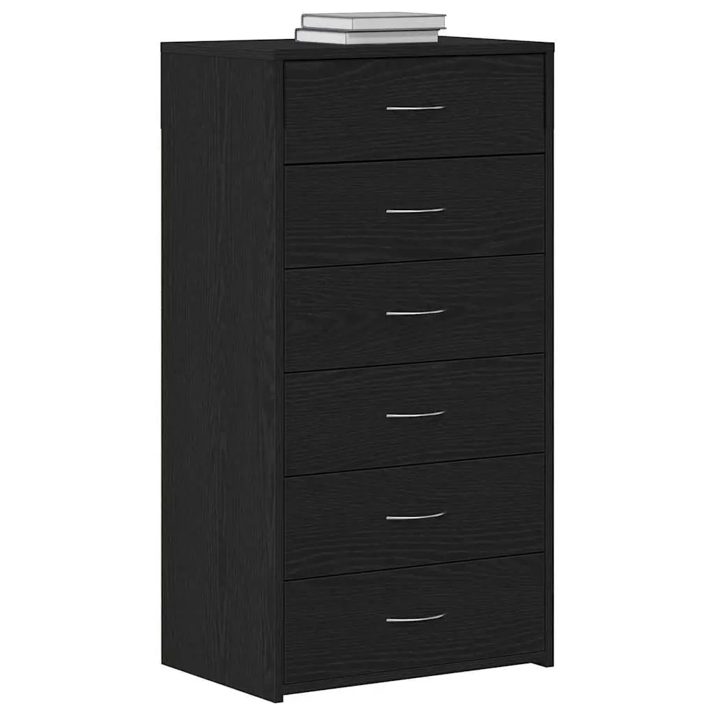 Black Oak Sideboard Cabinet with 6 Drawers