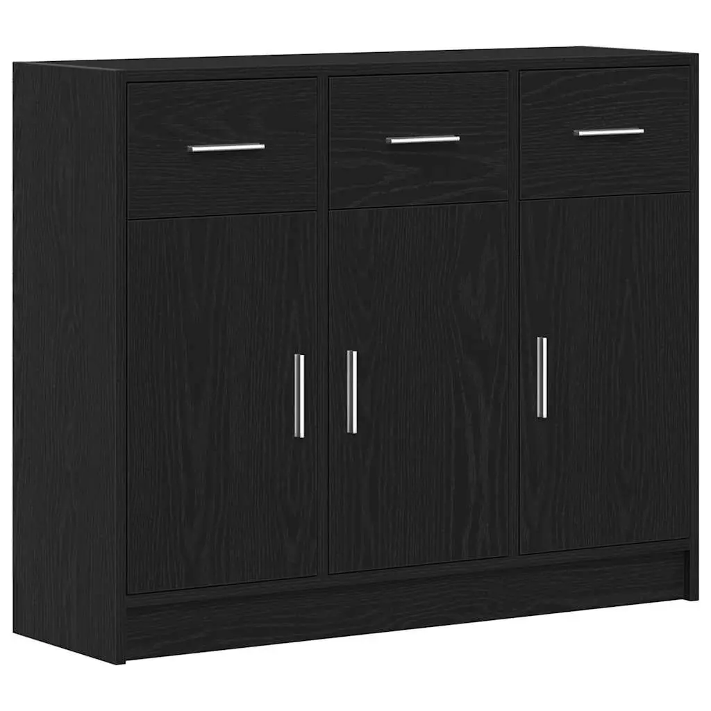 Sideboard Engineered Wood 91x28x75 cm Black Oak
