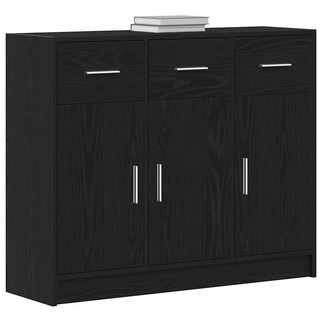 Sideboard Engineered Wood 91x28x75 cm Black Oak