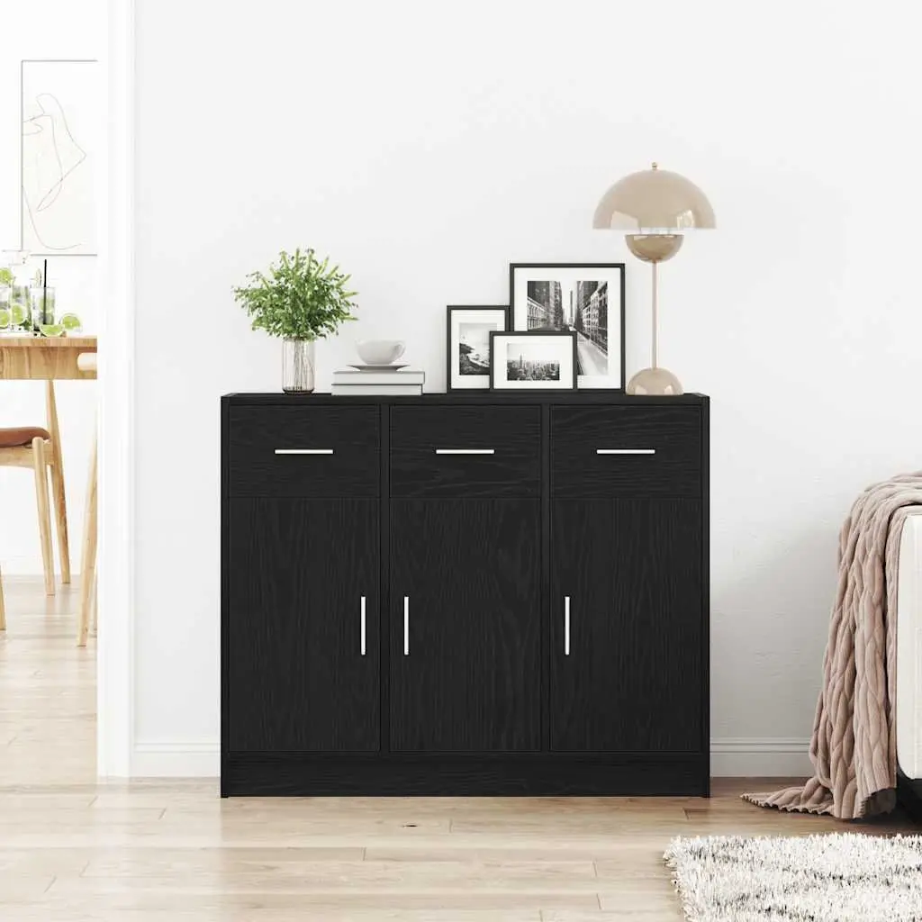 Sideboard Engineered Wood 91x28x75 cm Black Oak