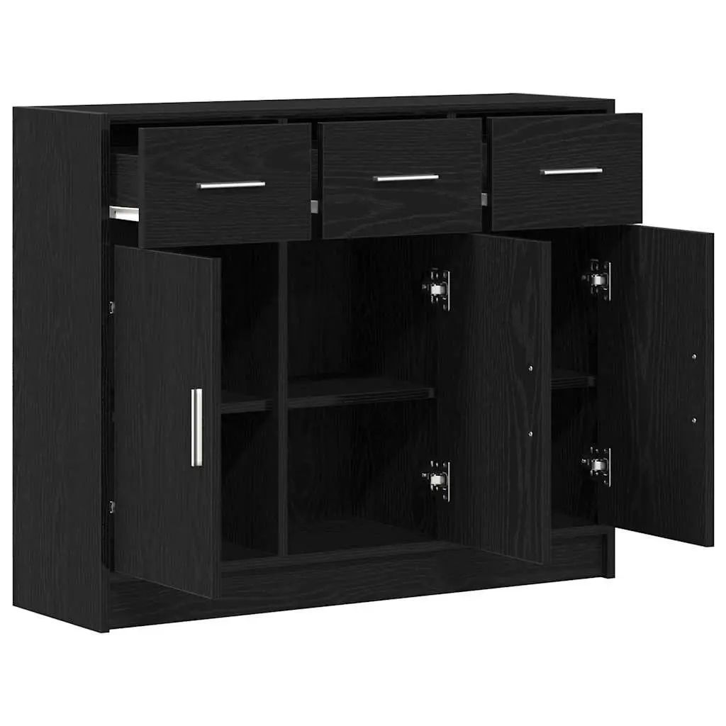 Sideboard Engineered Wood 91x28x75 cm Black Oak