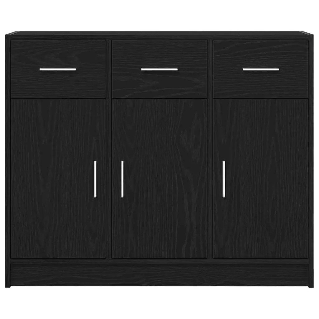 Sideboard Engineered Wood 91x28x75 cm Black Oak