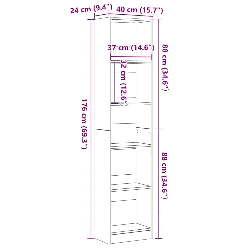 Bookcase with 5 Shelves for Display and Storage