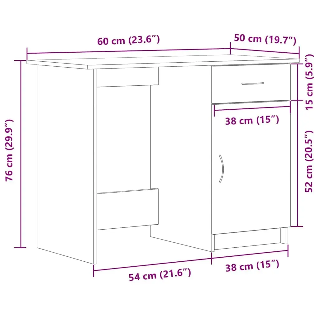 Engineered Wood Desk 100x50x76cm Black Modern Home Office