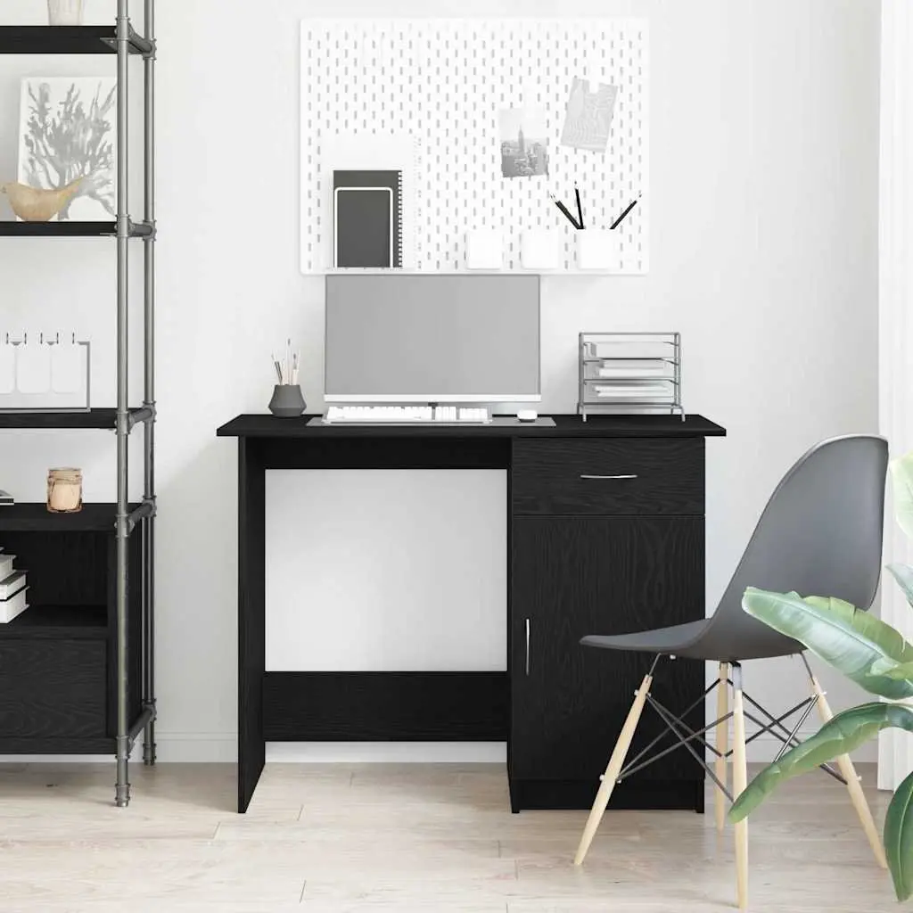 Engineered Wood Desk 100x50x76cm Black Modern Home Office