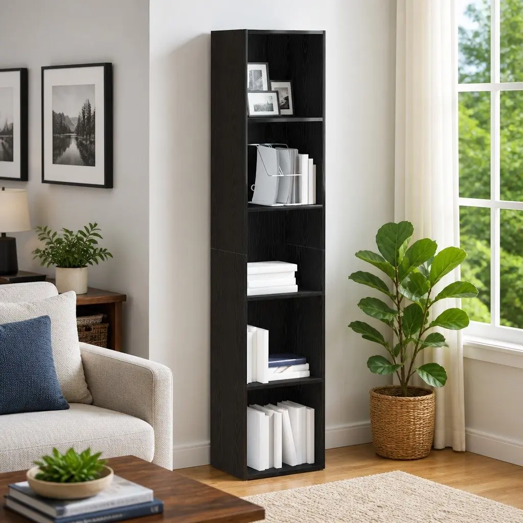 Black Oak Book Cabinet 40x30x189 cm