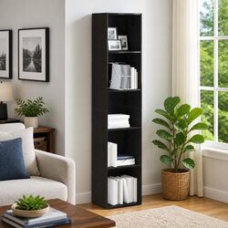 Durable Black Oak Book Cabinet 40x30x189 cm