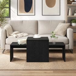 Black Oak Modern Nesting Tables Set for Living Room