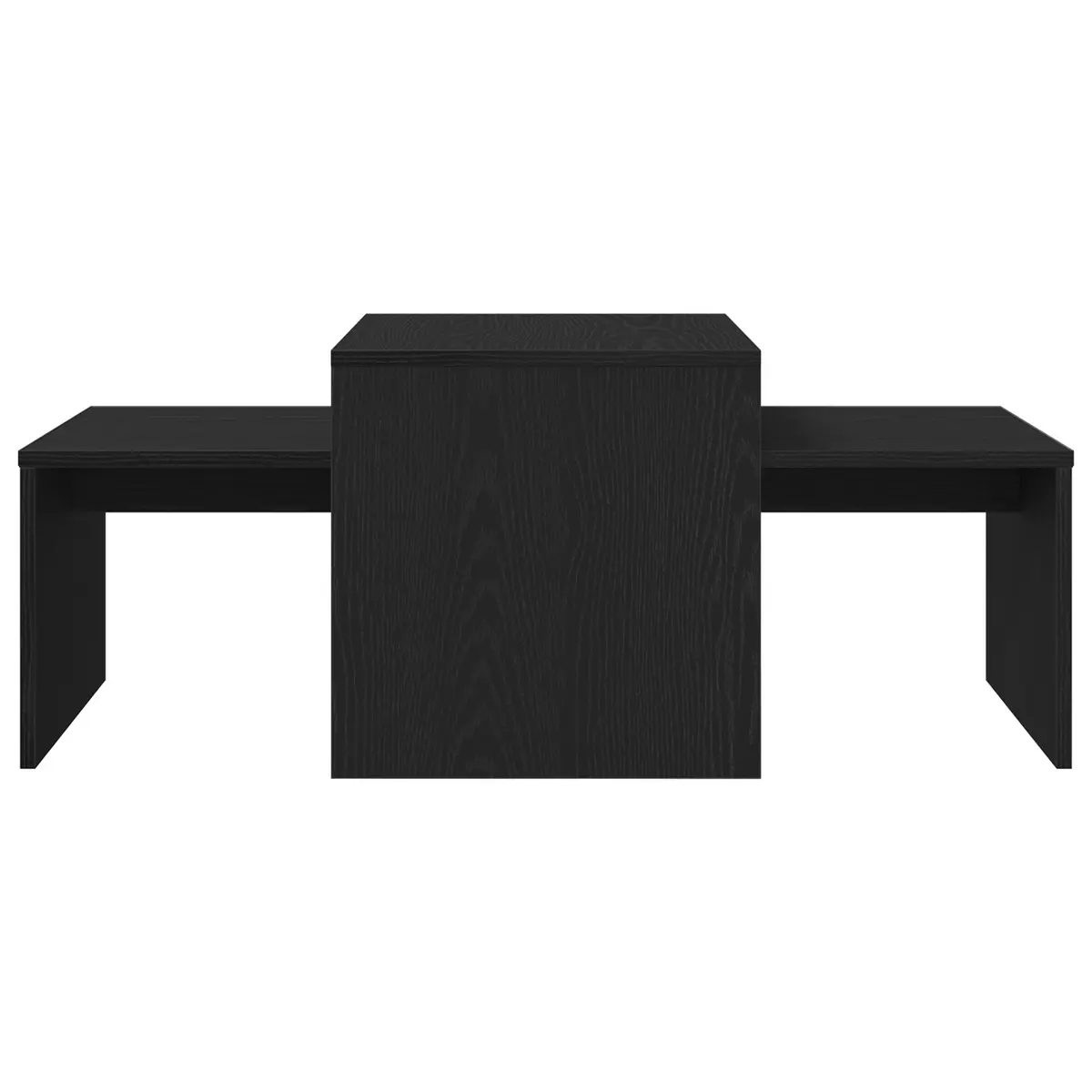 Black Oak Modern Nesting Tables Set for Living Room